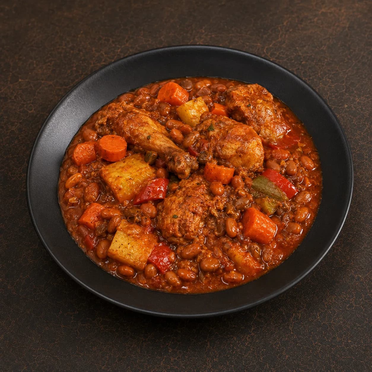 Haricots au poulet et aux légumes
